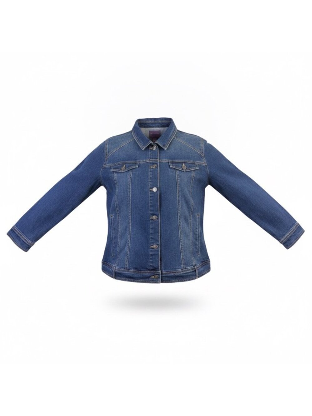 Gloria Vanderbilt Womens Blue Denim Jacket Button-Front Stretch Size  3X